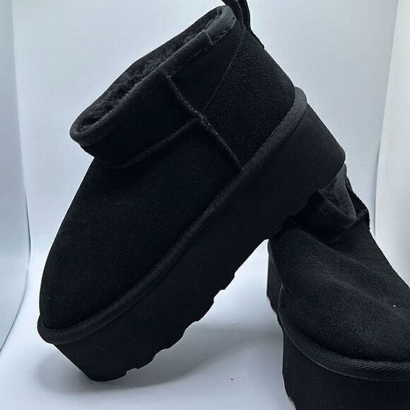 CUSHIONAIRE Women's Genuine Suede Cozy Mule Platform +Memory Foam 5 BLACK - Picture 5 of 7